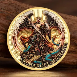 The Archangel Michael Collectible Coin Lucky Coin Golden Plated Color Guardian Angel Commemorative Coins