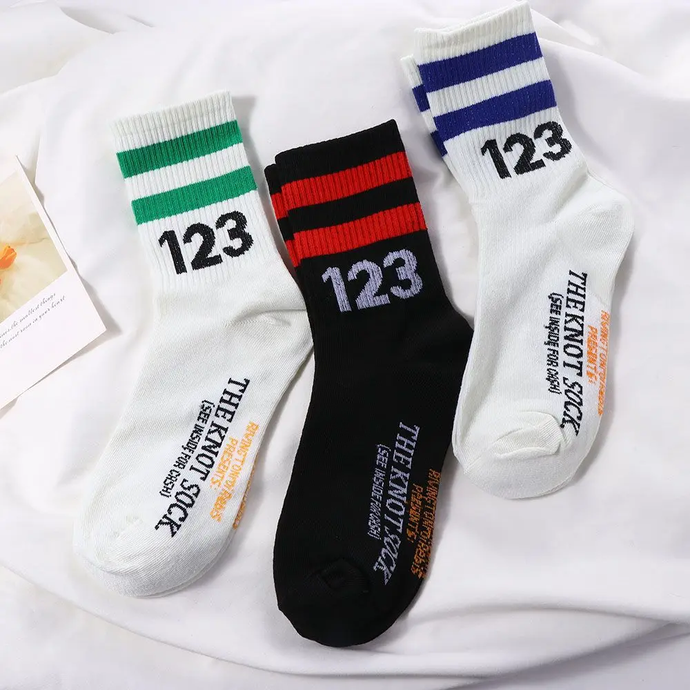 Harajuku Fashion Kawaii Sport For Men Calf Socks For Women 123 Cotton Middle Tube Socks Unisex Hosiery Number Socks Women Socks