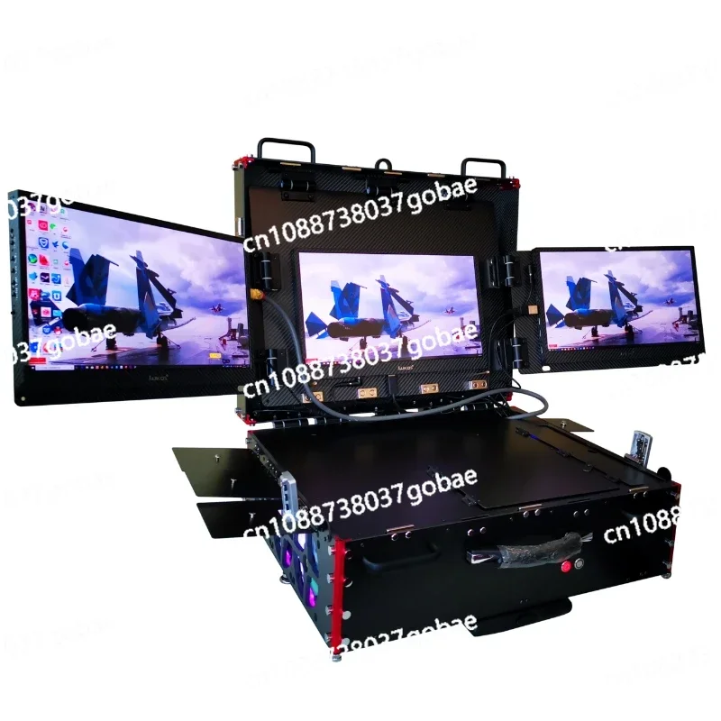 Doomsday Equipment Monitor, PC Assembly, Computer Travel Trolley Case, 17 Inch Triple Screen Main Chassis