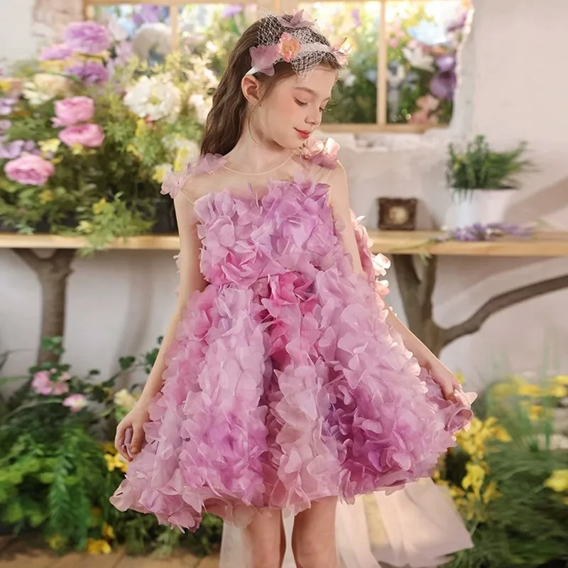 

HIgh-End Children's Evening Gown Host's Piano Performance Birthday Party Dresses For Girls A4893 Vestidos Bridesmaid Dresses