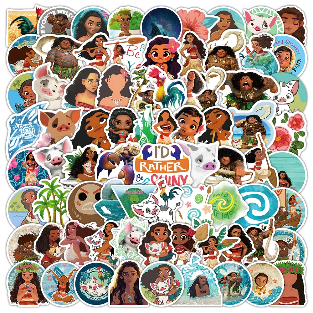 10/30/50/100 pçs disney bonito moana anime adesivos dos desenhos animados decalques diy scrapbook mala portátil decoração do carro adesivo diversão fot brinquedo