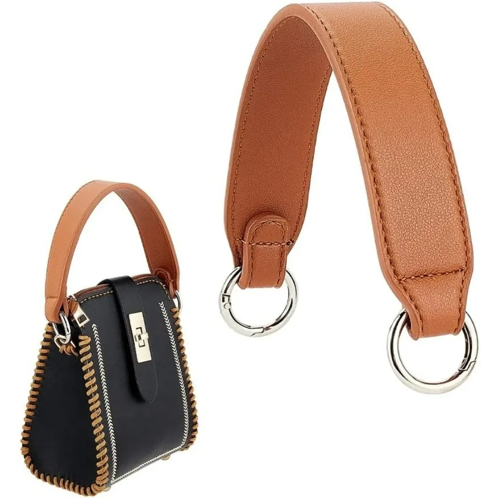 Leather Purse Strap, 13.1 Inch PU Leather Replacement Handbag Handle Short Shoulder Strap Clutch Bag Handle with Platinum