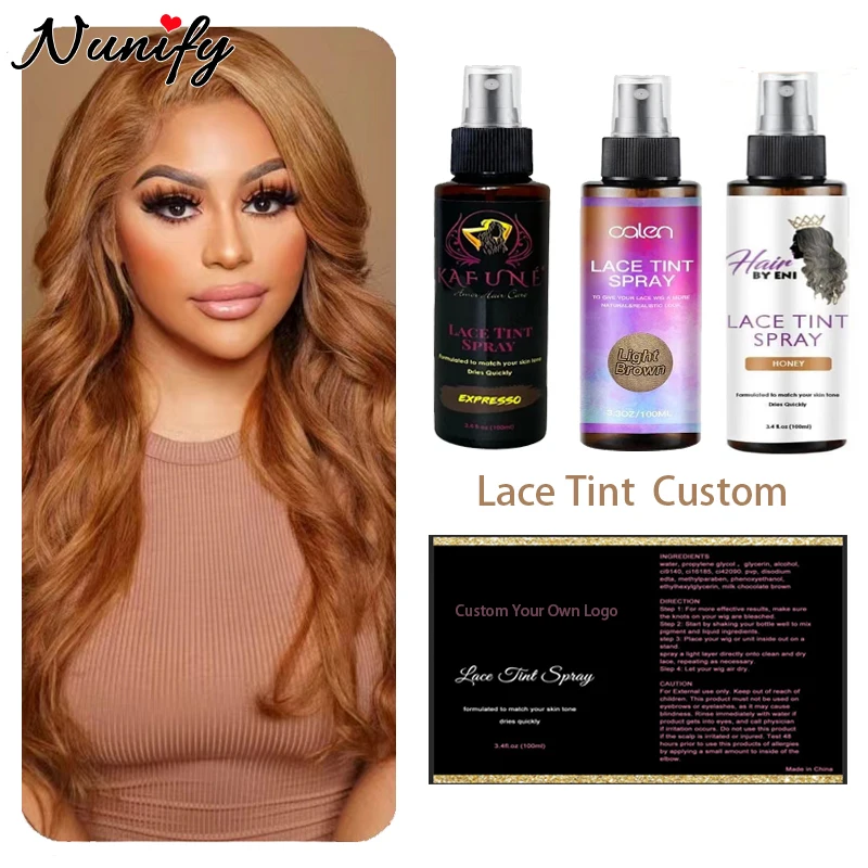 Custom Logo Waterproof Wig Tint Spray For Lace Wig Light Brown Lace Tint Mousse For Closure Knot Bleaching Kit Wig Knots Healer