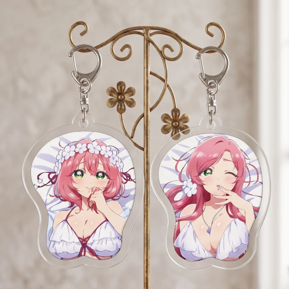 6cm Acrylic Keychain Anime The 100 Girlfriends Hahari Hanazono Cow Print Bikini Bag Charm Collectible Display Fans Gift