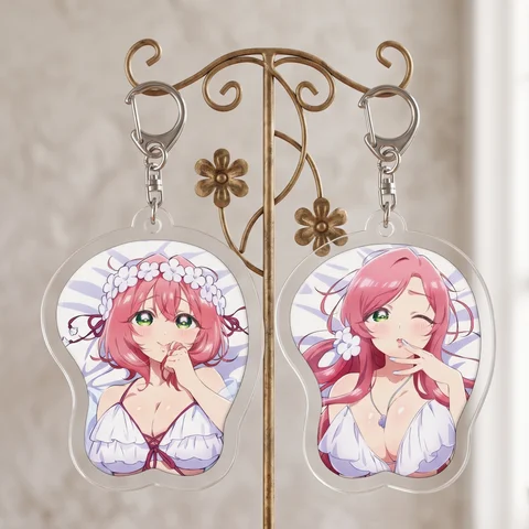 6cm Acrylic Keychain Anime The 100 Girlfriends Hahari Hanazono Cow Print Bikini Bag Charm Collectible Display Fans Gift