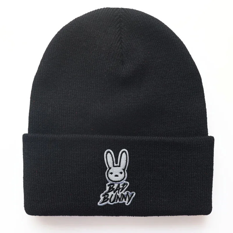 2024 New Y2K Hot Sell Men\'s And Women\'s Fall And Winter Fashion Bad Bunny Embroidered Knitted Hat Sleeve Warm Hip Hop Woolen Hat