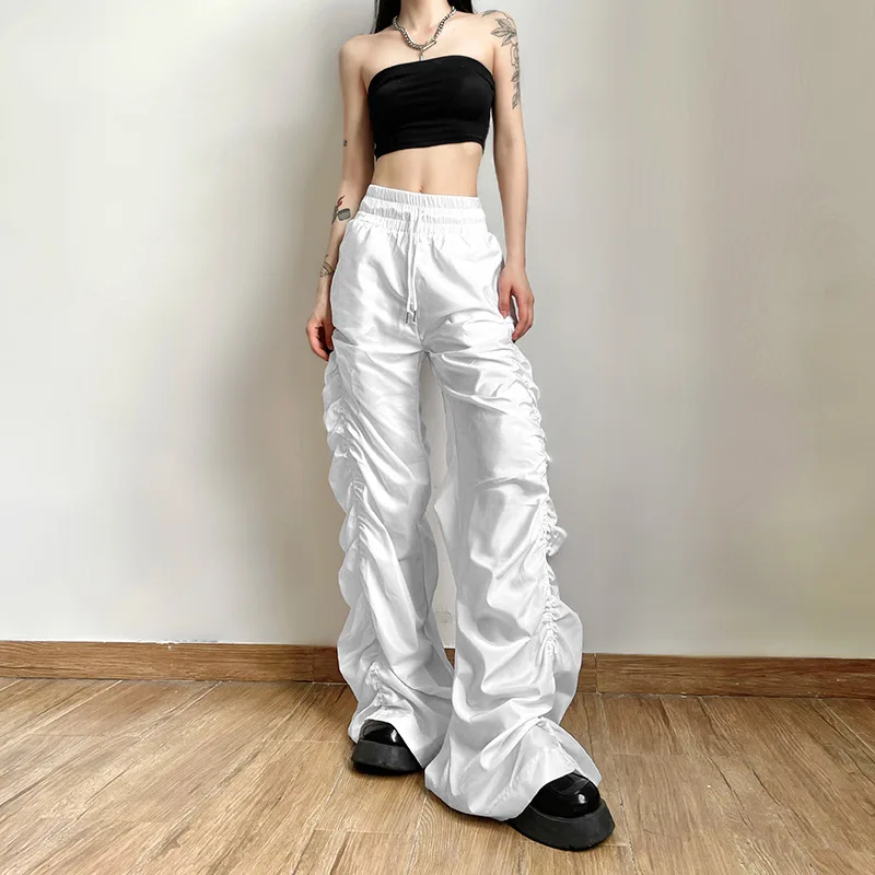 

Pocket Trouser Wide leg Jogger Cargo Pants With Elastic Waist Drawstring Cargo Joggers Wide Hip Casual Women Sweatpants Baggy