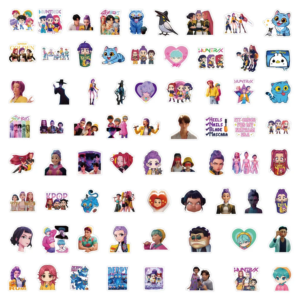 70 قطعة من ملصقات KPOP Demon Hunter - شارات ديكور كرتونية لامعة على الطراز الكوري لحقائب الظهر والهواتف وزجاجات المياه #3
