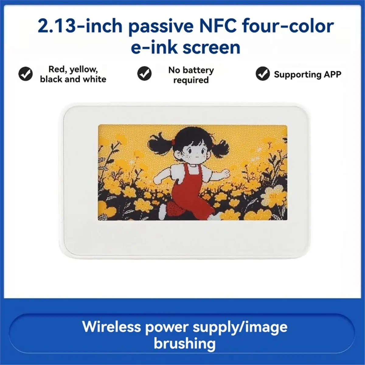 A49T  2.13 Inch NFC-Powered E-Paper Wireless EPaper Eink Display Screen Module for Mobile Android APP 4-Color Displaying