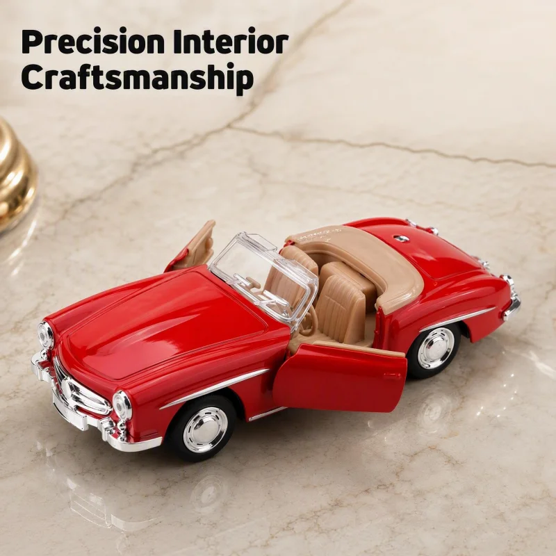 1/32 Scale Classic Convertible Alloy Model Car, Retro Nostalgic Sports Car, Alloy Toy Vehicle with Opening Doors, Collectible CA view 4