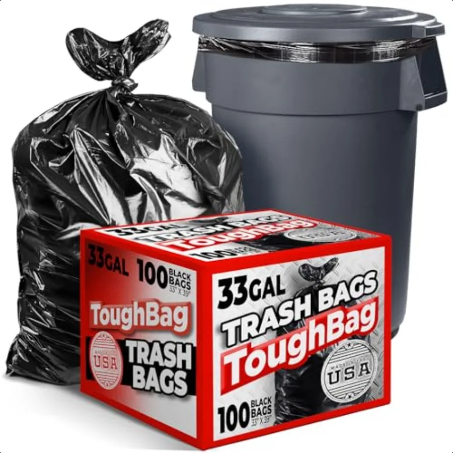 

3033 Gallon Heavy Duty Trash Bags 100 Count 33x39 Large Can Liners Made in USA