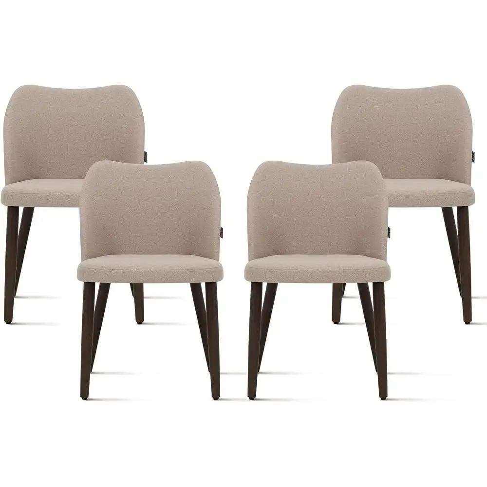 

Комплект из 4 обеденных стульев с мягким сиденьем и обивкой, тканевые кухонные стулья с деревянными ножками для ресторана/кафе, цвет кэмел