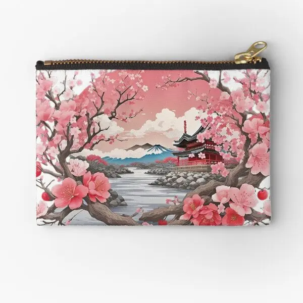 

Japan Sakura Zipper Pouches Wallet Bag Key Packaging Storage Coin Women Pocket Underwear Men Socks Cosmetic Pure Small Panties