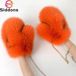 New 2024 Winter Women's Real Fox Fur Gloves Luxury Ladies Keep Warm Natural Fox Fur Mittens Women Fashion Cute Plush Hand Warmer