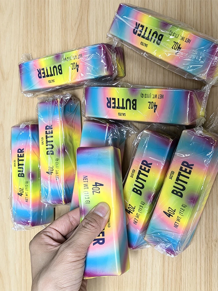 8 Stück/5 Stück/3 Stück/1 Stück Packung mit neuen, ultraweichen, farbenfrohen, realistischen, butterförmigen Slow-Rebound-Spielzeugen, lebensecht und farbenfroh – Detail 5