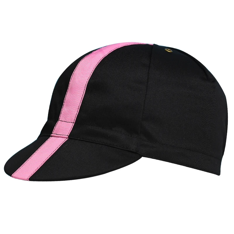 Pink Strip Cycling Caps Cotton Twill Black Head Wear Bike Hat One Size Fits Most