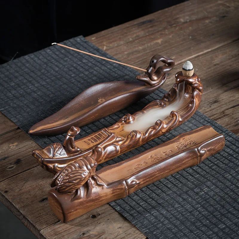 Support pour bâtonnets d'encens artisanal Zen Yoga pour la décoration de la maison, crée une atmosphère relaxante d'aromathérapie dans votre maison sans encens