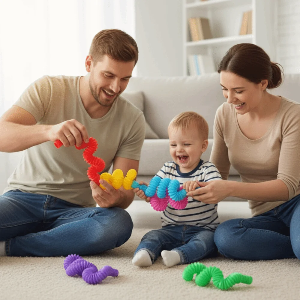 8PCS Spaß Bunte Pop Tubes 2,9 cm Heavy-Duty Kunststoff Stress Relief Spielzeug Autismus Sensorische Werkzeuge Kinder Spielen