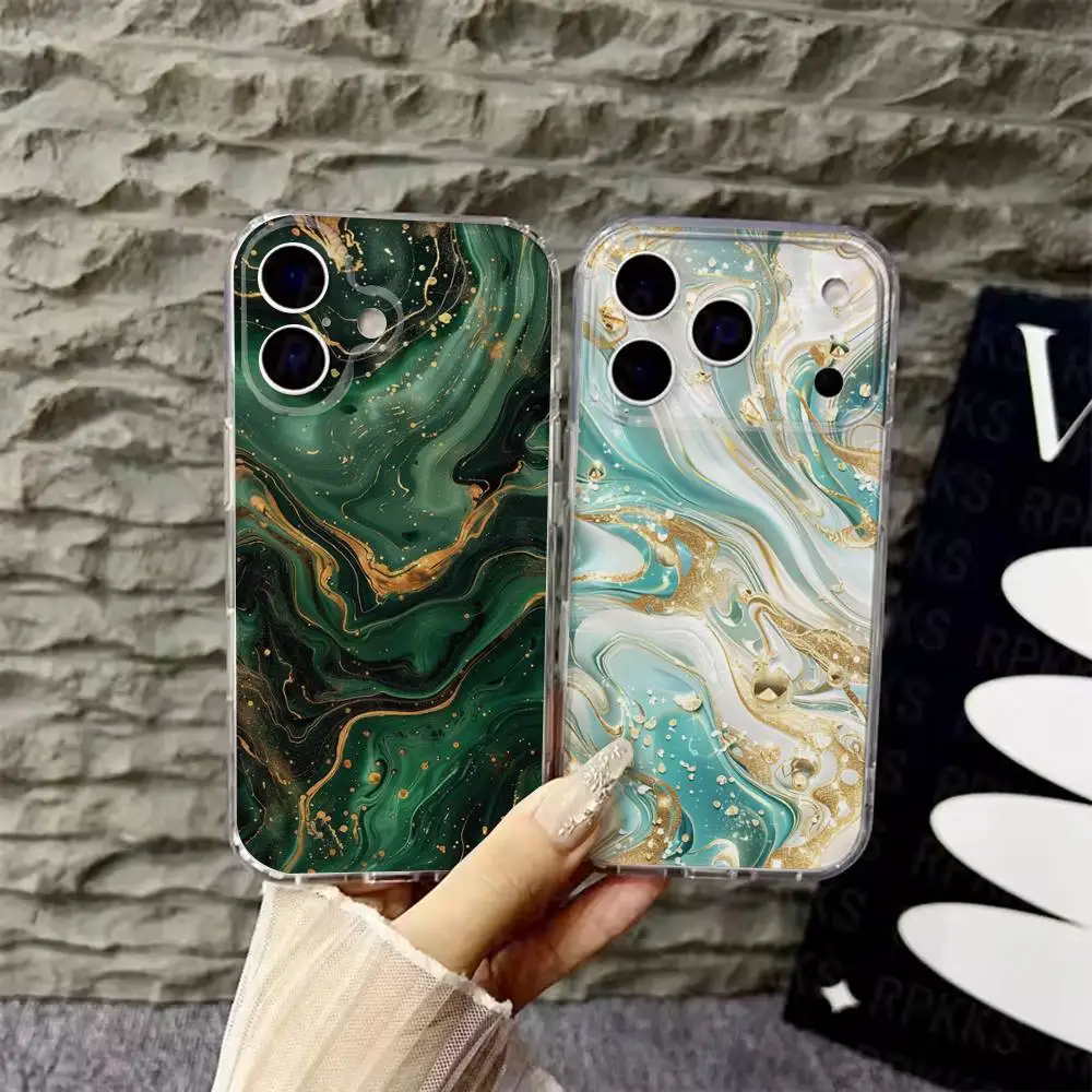 

Marble Art Fashion Pattern Phone Case For iPhone 6,16,15,14,13,12,11,17 Pro,Max,Plus,X,XS,XR,SE,Mini Transparent Soft Cover