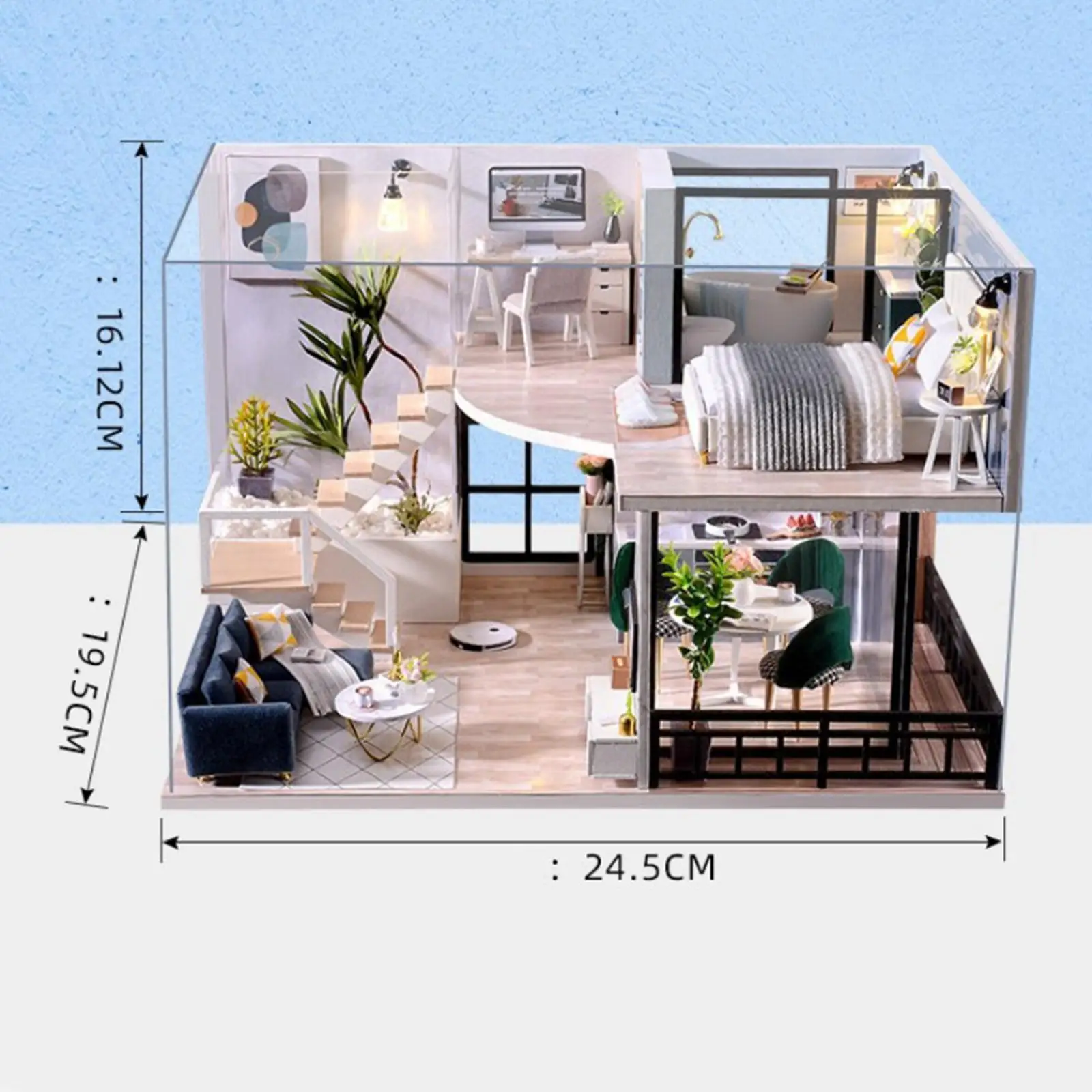 DIY Creative Dollhouse with Furniture LED Nordic Style Cottage Toy