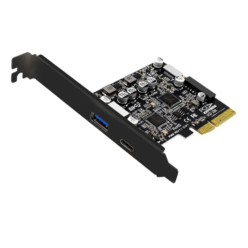 10Gbps PCIe to USB 3.2 Gen 2 Hub Card 4Port Desktop Adapter with Type-A/C SATA Power, UASP Support for PC Expansion