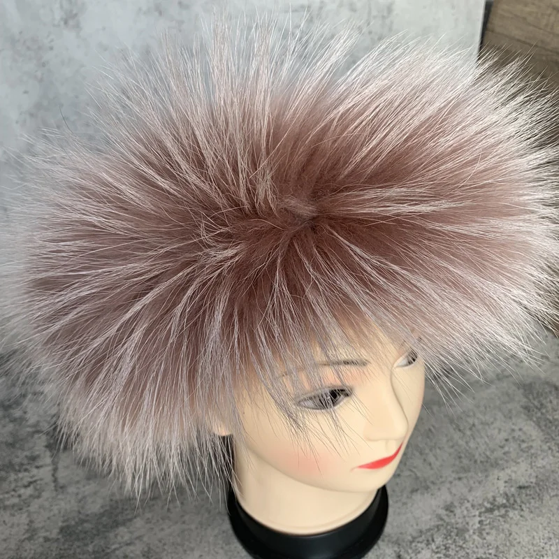 Fur Headband For Women Winter Warm Luxury Real Fur Hair Accesories