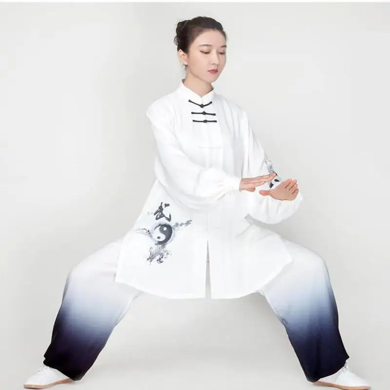 Women Cotton Tai Chi Suit Chinese Style Kung Fu Wushu Martial Arts Uniform Performance Jacket Pants Oriental Exercise Clothing