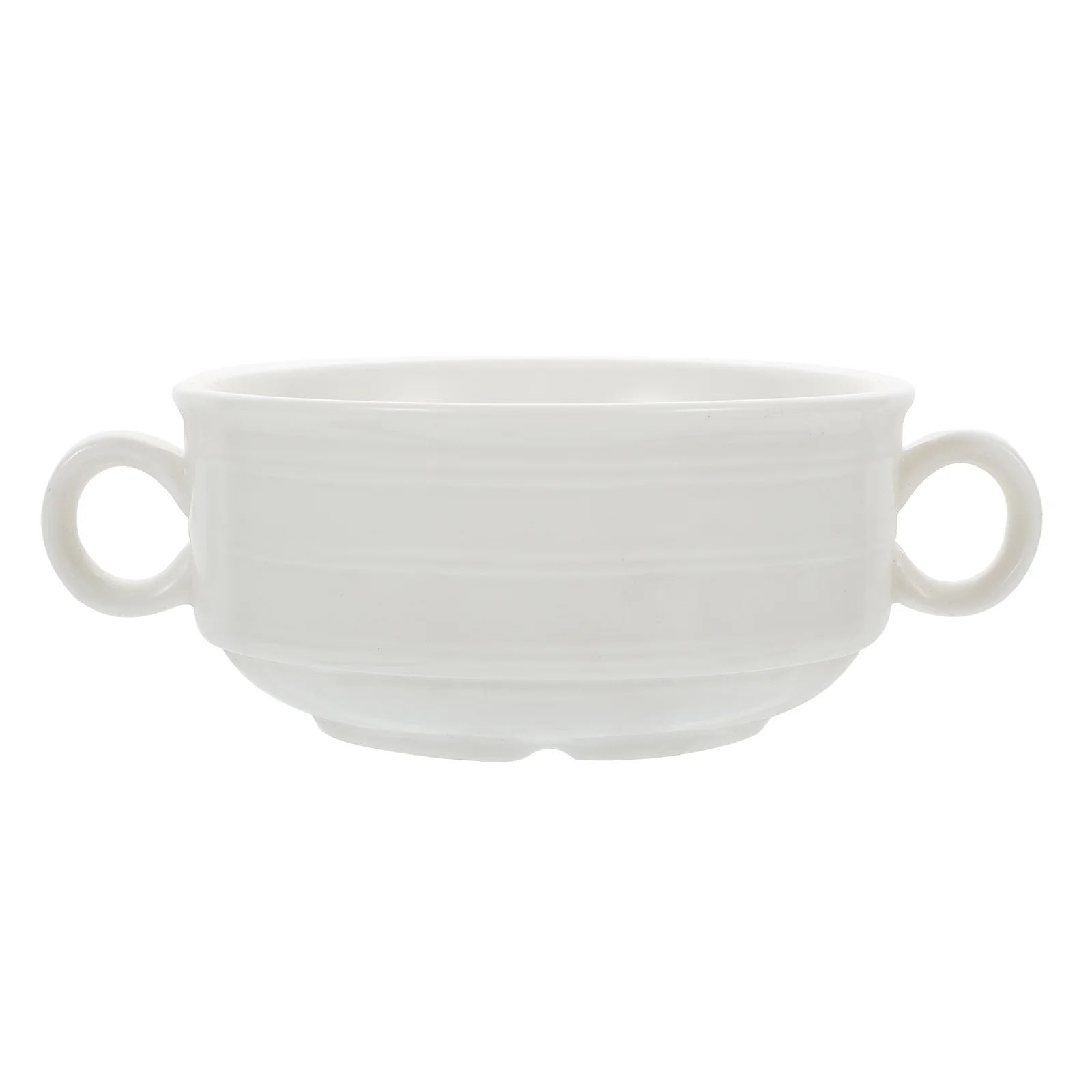 

1Pcs Double Line Double Ear Ceramic Soup Bowl Heat Resistant Sturdy Household Steaming Bowl for Soup Yogurt Pudding