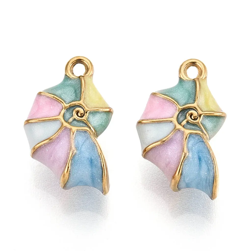 

10pcs Colorful Conch Shape 304 Stainless Steel Enamel Pendants Charms for Earrings Jewelry DIY Making Findings