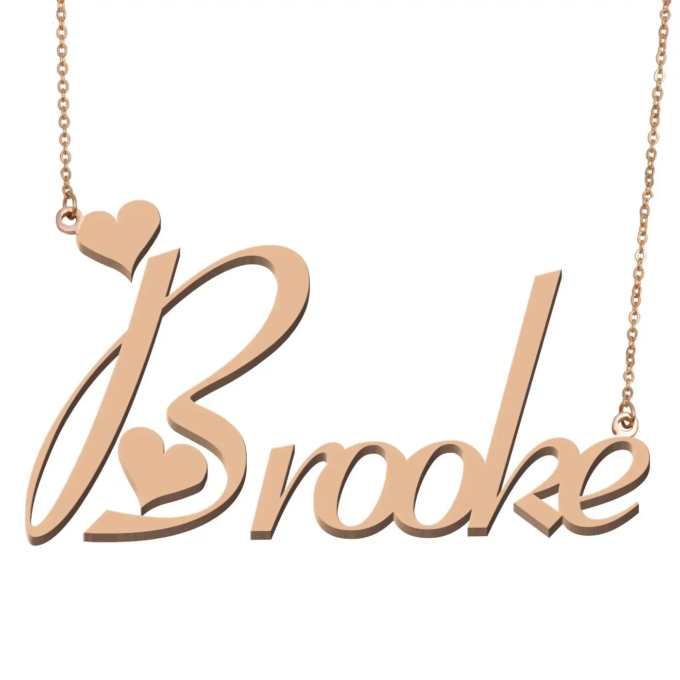 Brooke Name Necklace Stainless Steel Gold plated Nameplate Pendant for Women Girls Birthday Wedding Christmas Mother Gift