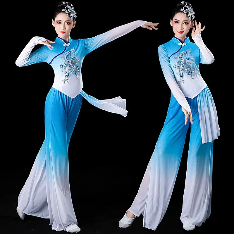 New Classical Dance Costume Women Stage Performance Clothes Adult Fan Dance Set Middle-aged Chinese Dance Practice Clothes