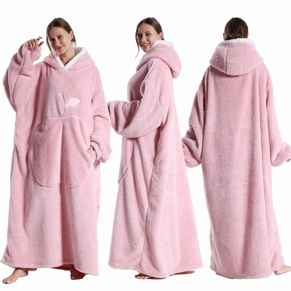 Sherpa Hood TV Wearable Blanket for Adult Women and Men Super Soft Comfy Warm Plush Throw with Sleeves Blanket Hoodie Cover