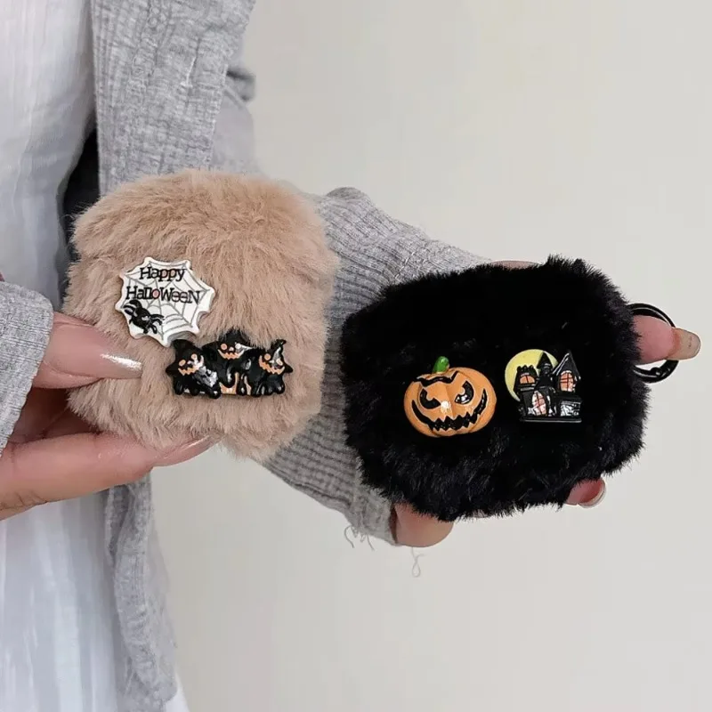 All Saints Day Cartoon Pumpkin Ghost Plush Earphone Case Cute Wireless Earbud Cover for Airpods Pro3 4 5 Holiday Decor Gift