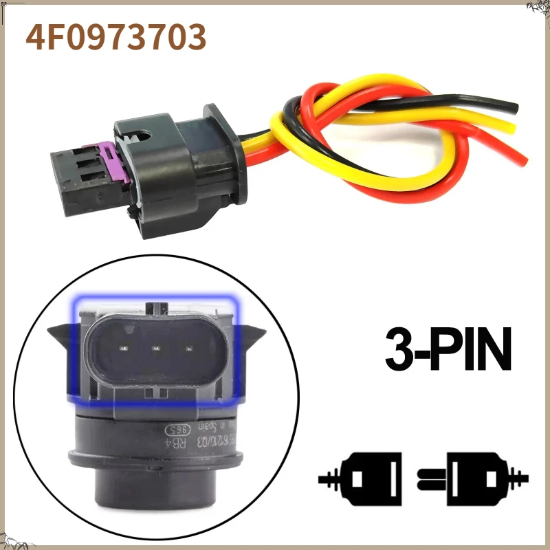 

4F0973703 For VW Eos Golf Vento Variant Sportsvan Jetta T6 Passat Tiguan Touran 3pin Parking Sensor Plug Connector W/ Wire