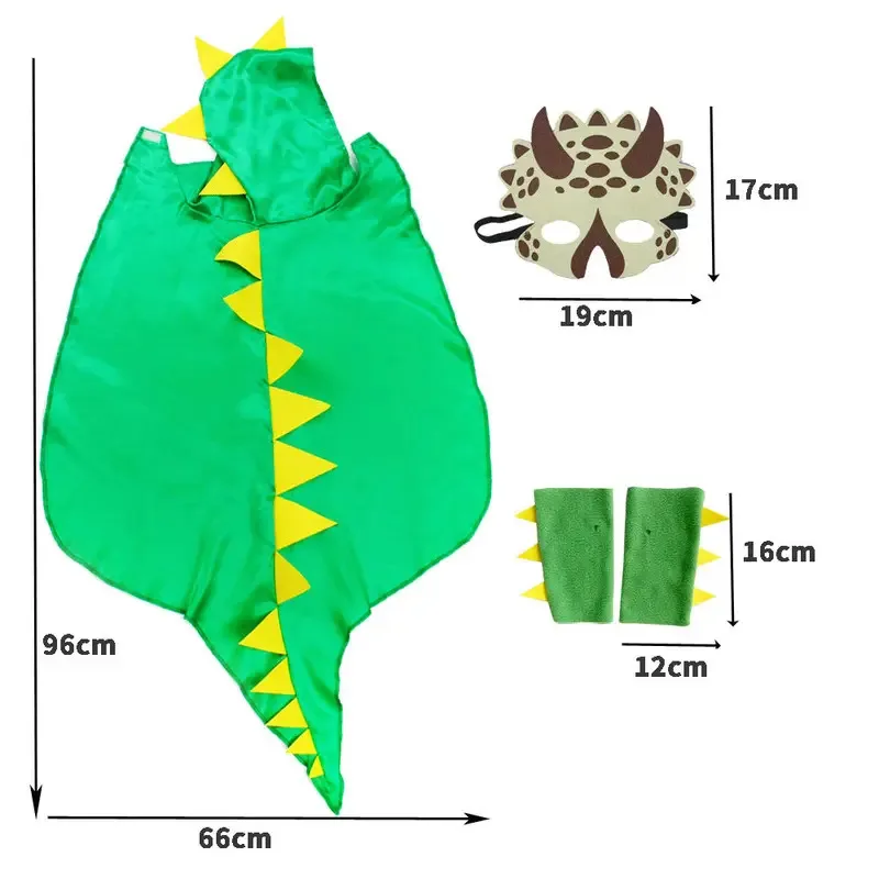 

NewKids накидка с динозавром, маска, браслеты, костюм для косплея, комплект на Хэллоуин, наряд с реквизитом для детей2025