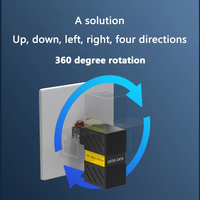 360° Rotation Gigabit RJ45 Network Adapter 90 Degree Right Angle Elbow Network Connector Universal RJ45 Male to Female Converter