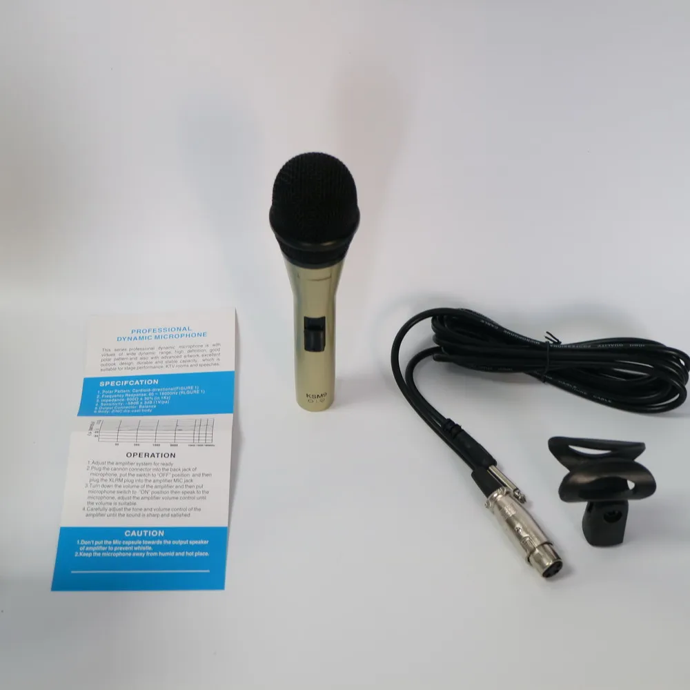 Novo microfone portátil dinâmico cardioide dourado ksm9, microfone de metal para palco, dj, karaokê, gravação vocal, xlr, 3 pinos a 6.35mm, cabo