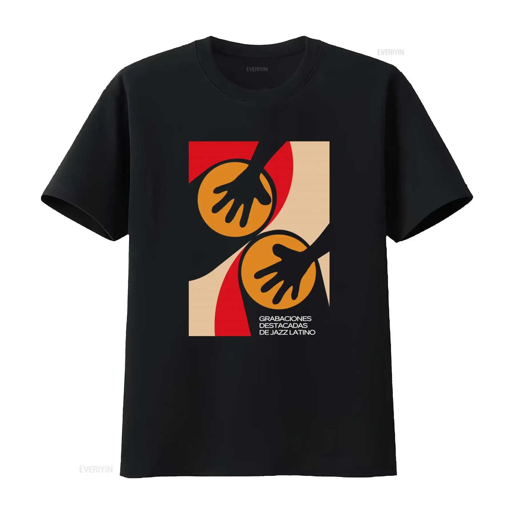 Bongo Conga Drums T shirt Latin Jazz Musician Hipster Stylish Print for Music Lovers vintage Washed fashion Versatile graphic