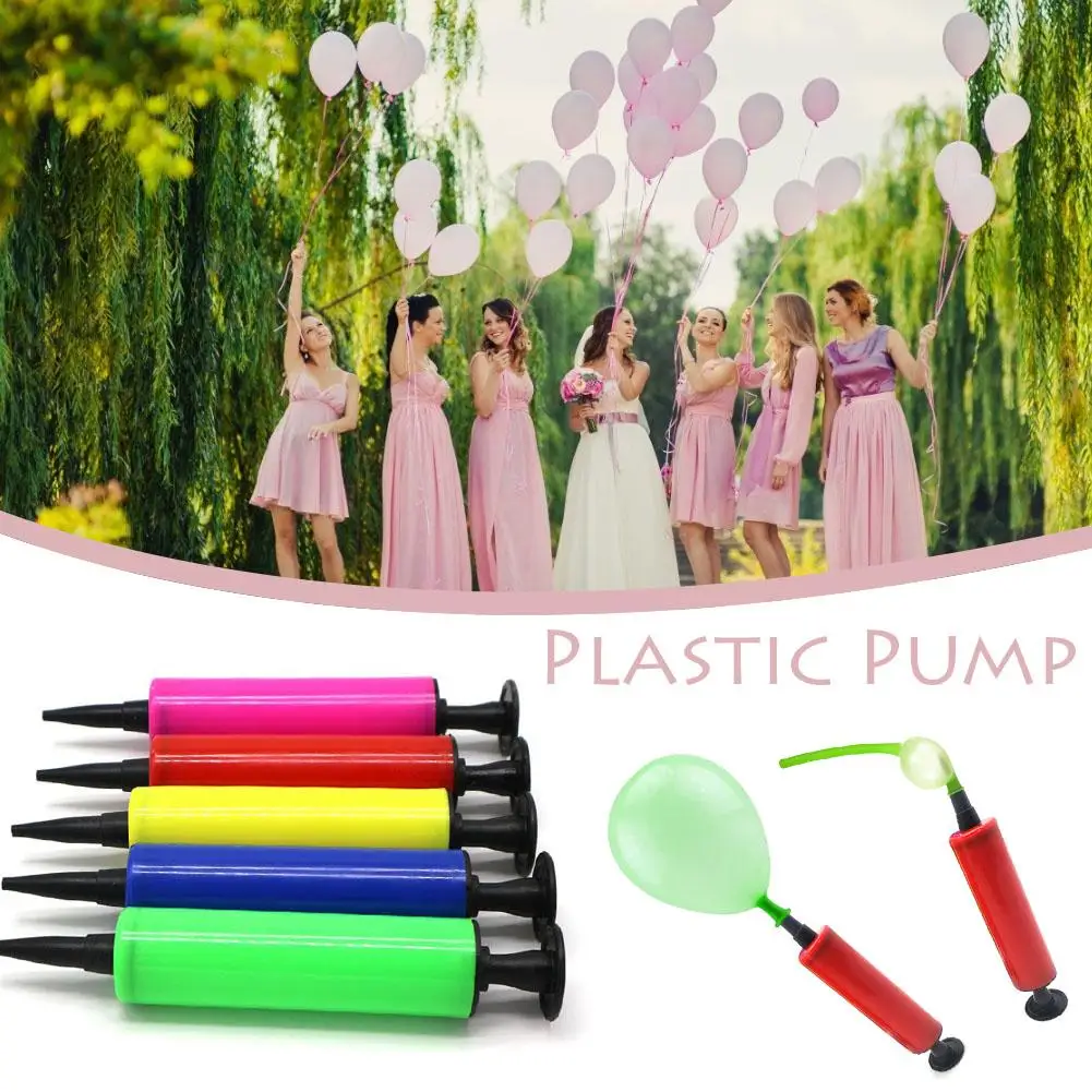 Hand Push Balloon Pump Plastic Balloon Inflater Air Pump Balloon Accessories Birthday Party Wedding Supplies Randomly Color