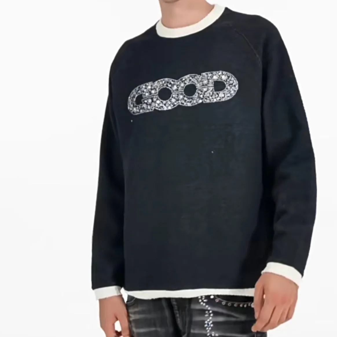 

Goodbrand 2026 New Bubble Jacquard Sequins Tube Beads Light Luxury Logo Print Long Sleeve Unisex