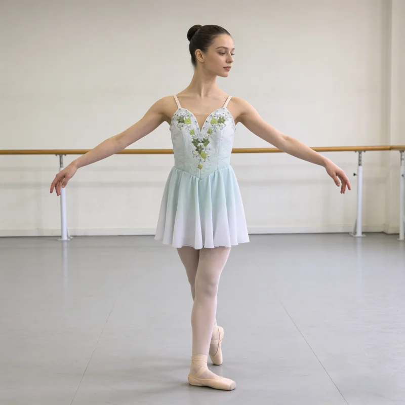 

BT26011154 Professional Prom Variation Performance Wear Private Custom Girls Graduation Ball Green Long Ballet Dress