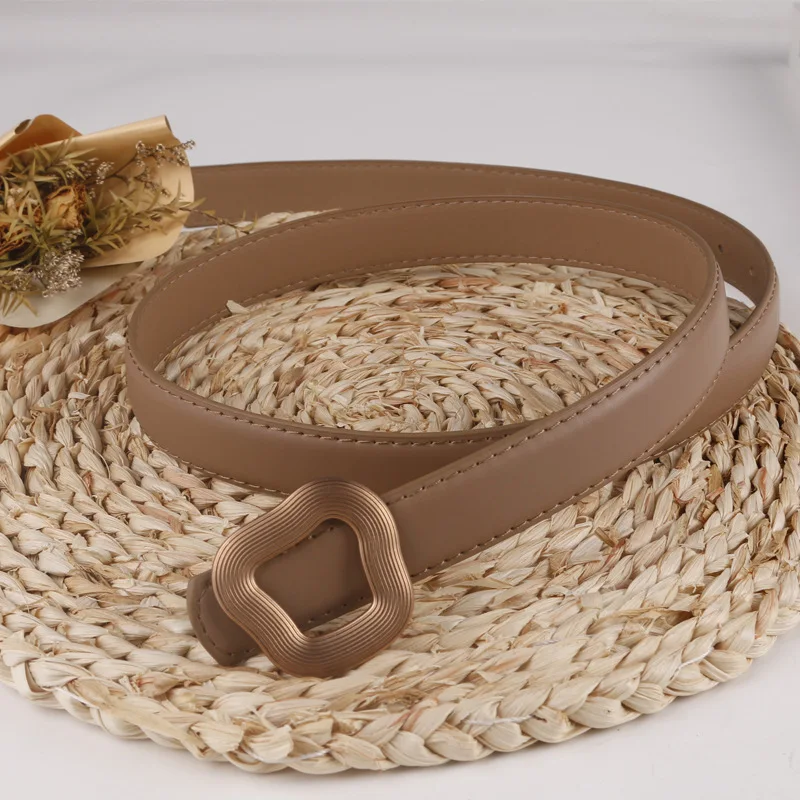 حزام جلد حقيقي أنيق للنساء الغزلان جودة عالية أنيقة الأعمال حزام نسائي راعية البقر الغربية حزام دلو ذهبي