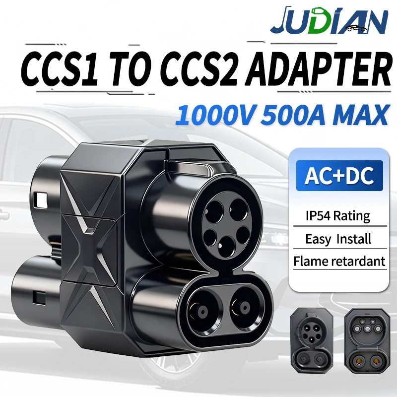 CCS1 to CCS2 Type1 to Type2 AC+DC EV Charging Connector 500A 500KW MAX Converter For Electric Vehicle Fast Charge