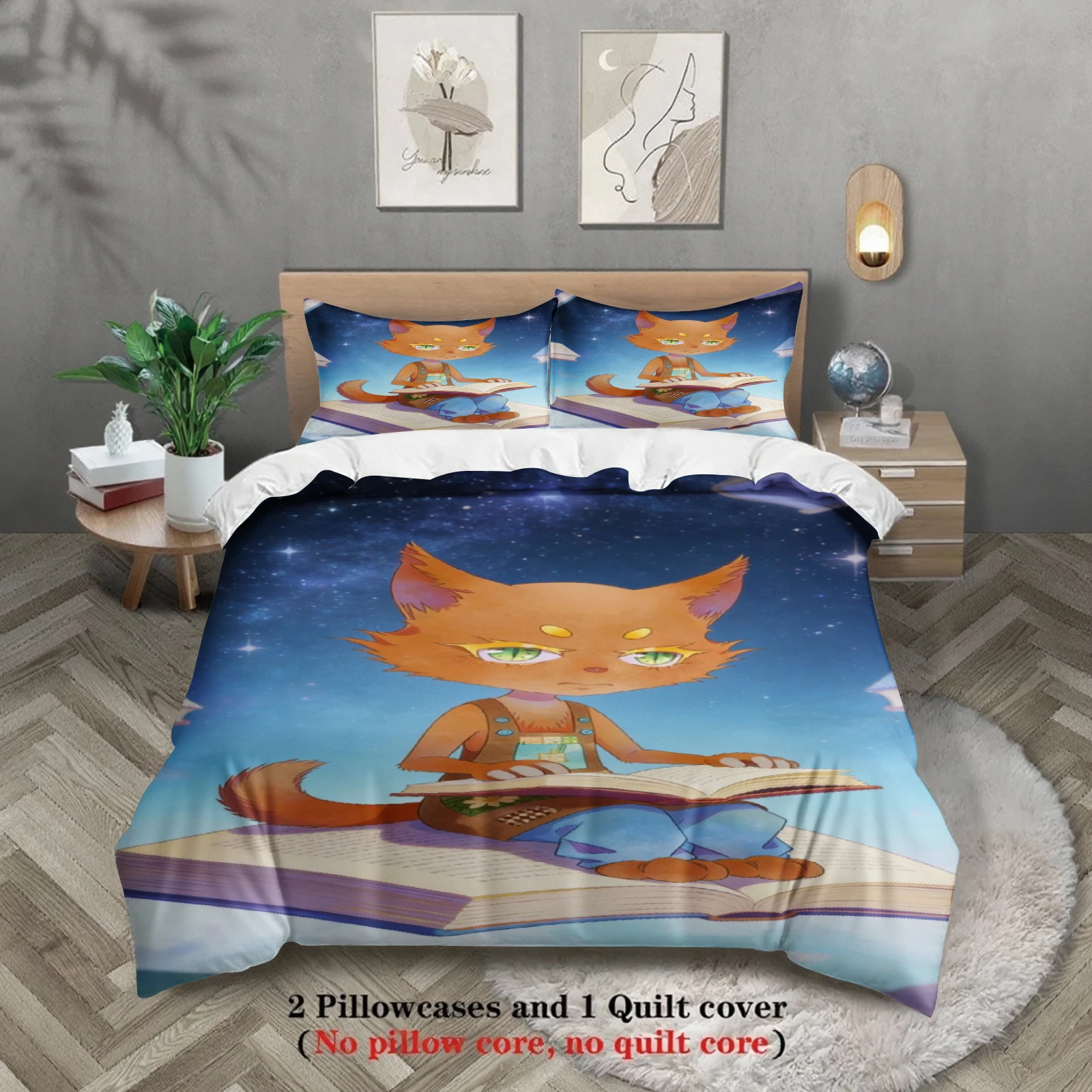 Softville Cozy Town Cute Fern the Quilt Fox Bedding Set With Duvet Cover & Pillowcase For Children's Bedroom Decor
