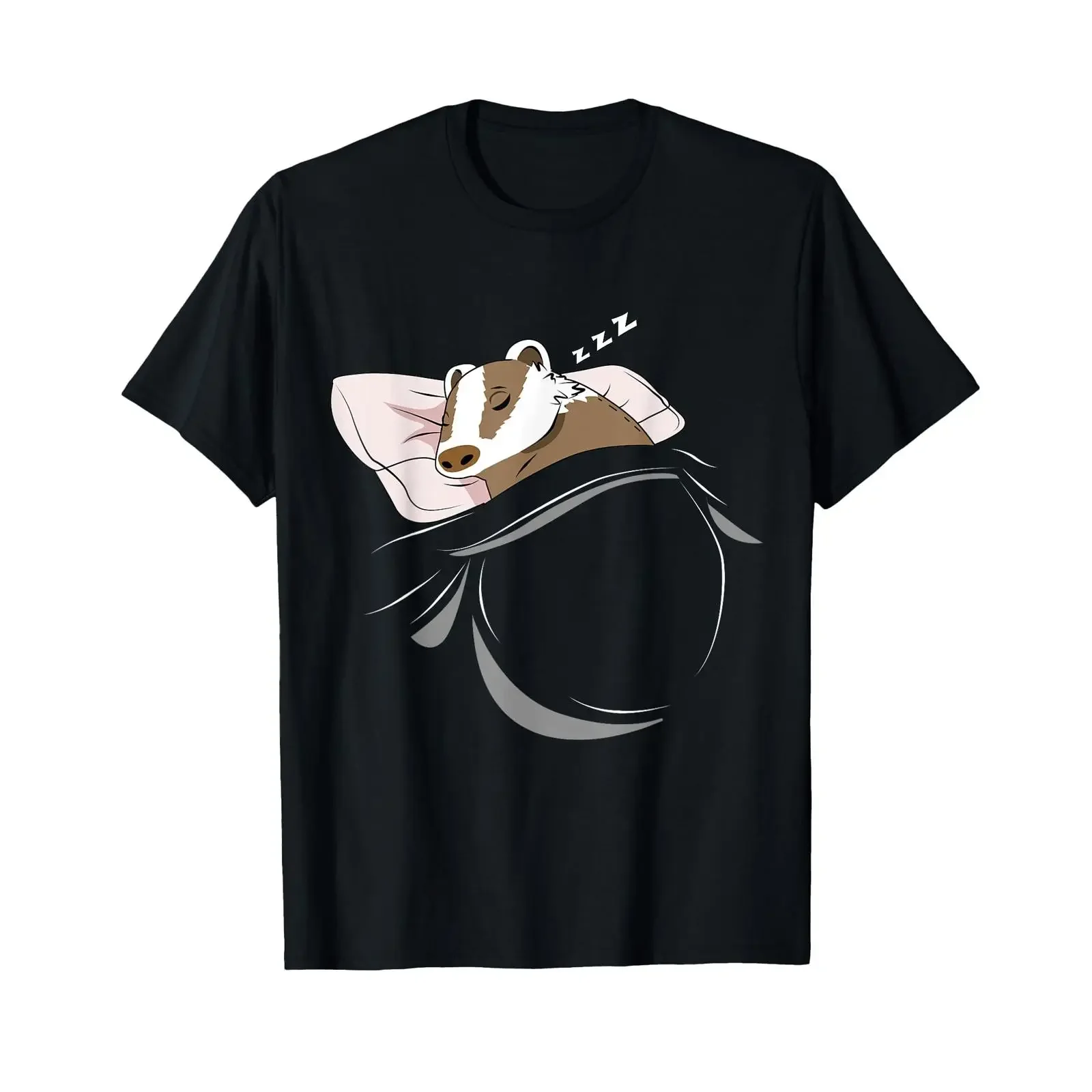 Sleeping Badger Picture Grimbart European T Shirt vintage Washed fashion Comfortable Versatile Top For Everyday Wear