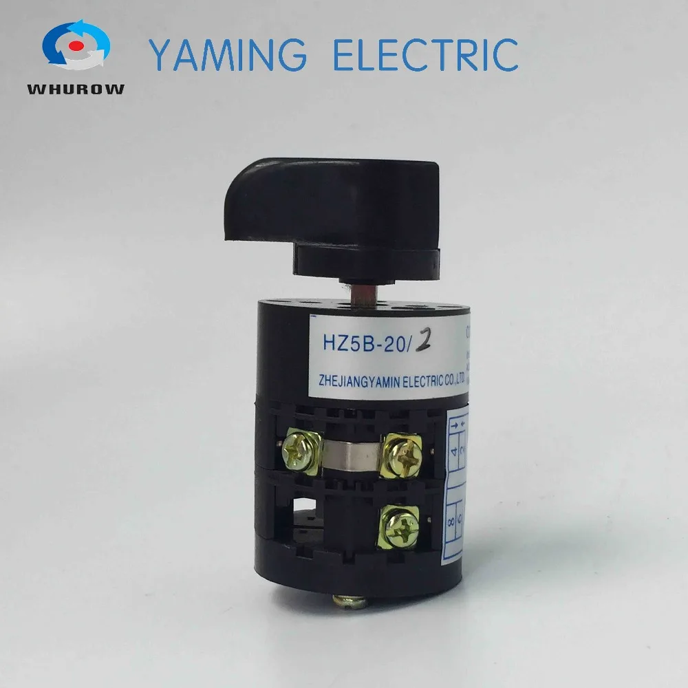 HZ5B-20/2 Series Electric Motor Rotary Cam Switch 20A Two Poles Changeover Selector Silver Contact