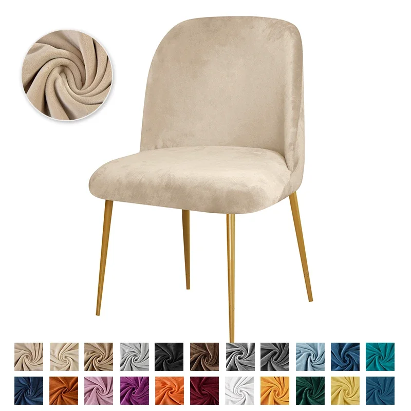 Velvet Washable Chair Cover Soft Dining Seat Covers Elastic Makeup Chair Cover Curved Seat Slipcovers for Living Room Home Decor