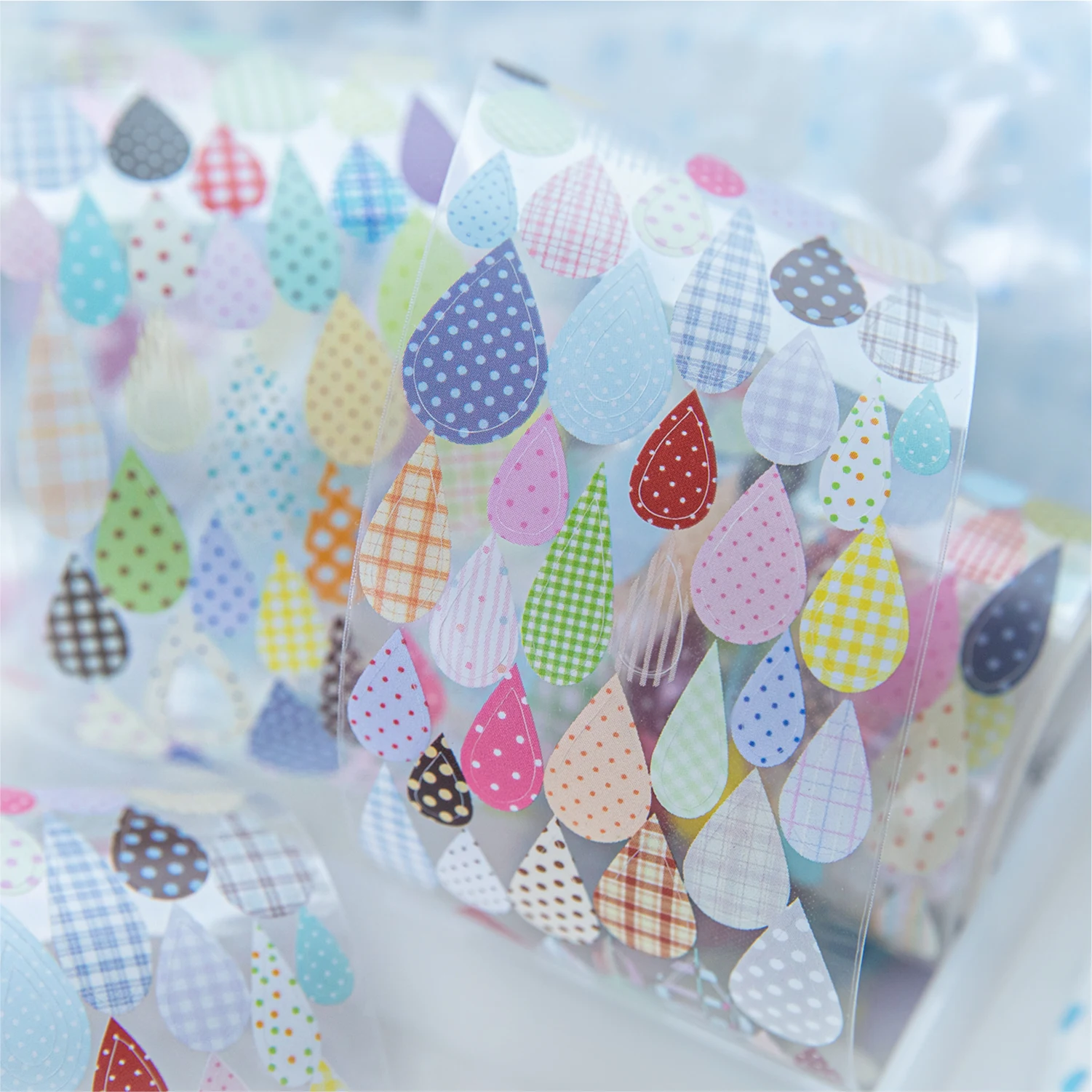 2m/Roll Colorful Raindrop Coffee Theme PET Tape Journal Decorative Adhesive Masking Tape Scrapbooking Diary Stationery stickers