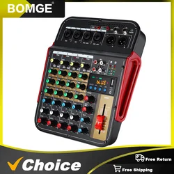 Audio Mixer Bluetooth and Reverb 48V Power Supply 6-channel Mixer Sound Card DJ Karaoke