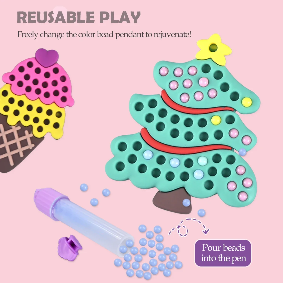 الإبداعية الإنتاج ملصق الأميرة قوس قزح اليدوية مجموعة الخرز القلم DIY الفتيات اللعب القوس فتاة الهدايا للأطفال #4